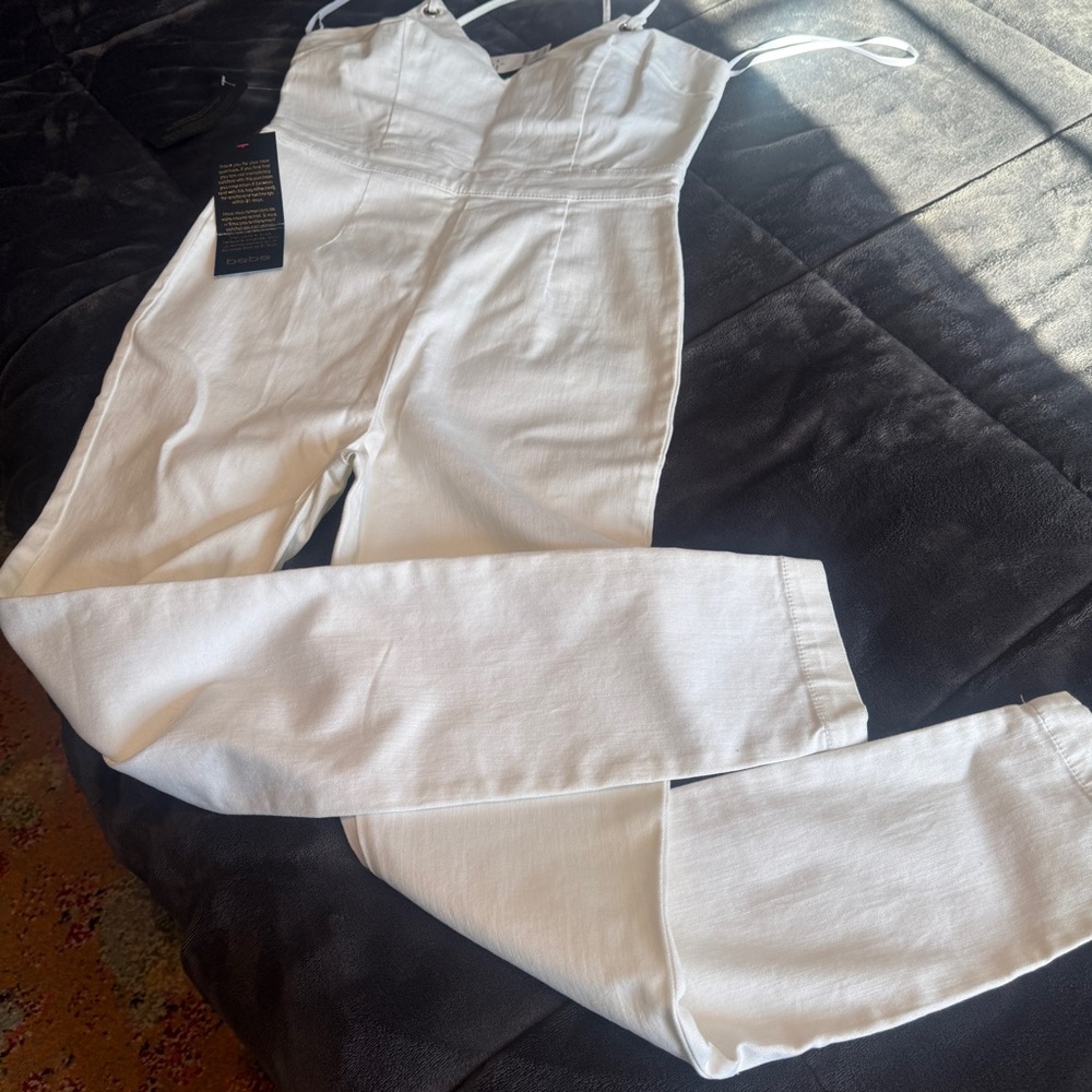 White Bebe denim jumpsuit
